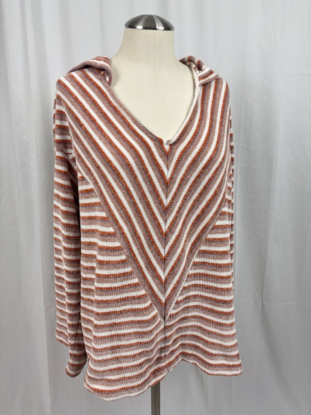 Anthropologie Saturday Sunday Women's Chenille Hoodie M Pullover Striped 70s